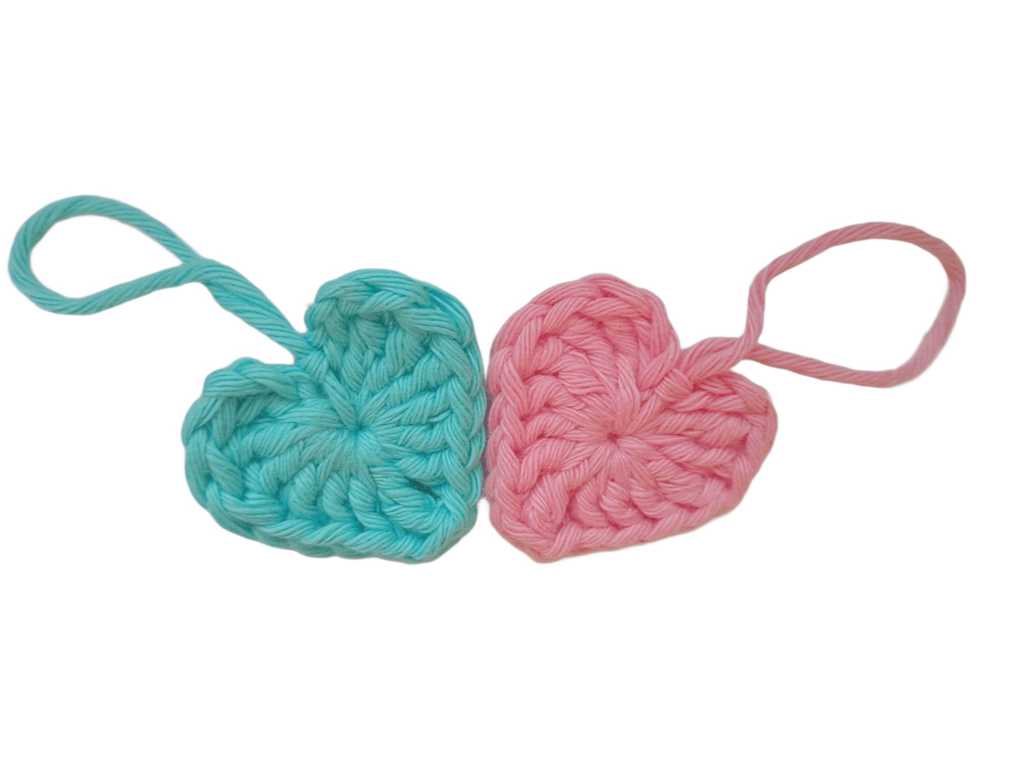 Zawieszka serce prosty szybki wzór na szydełku niebieskie i różowe